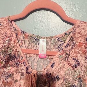 Floral Lace Top in Pink and Multicolor